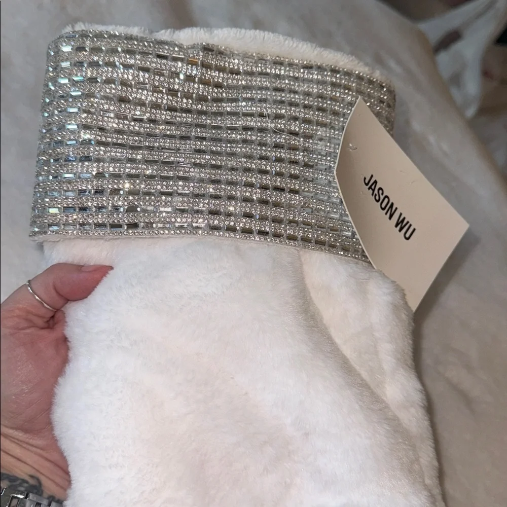 Jason Wu White and Silver Holiday Stocking